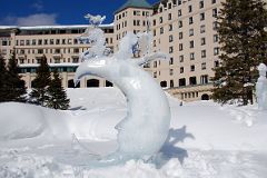 24C Moon Face Ice Sculpture With Chateau Lake Louise In Winter